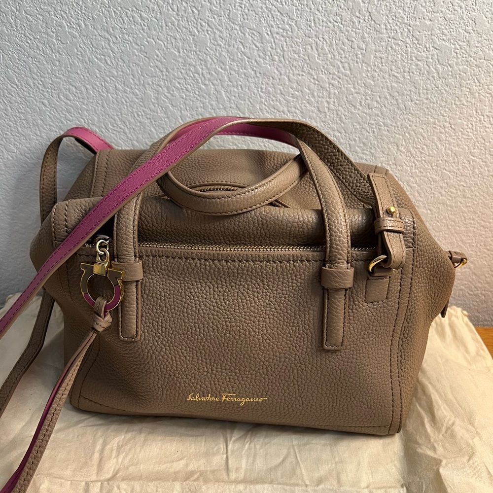 Ferragamo taupe medium size handbag/crossbody. Authentic